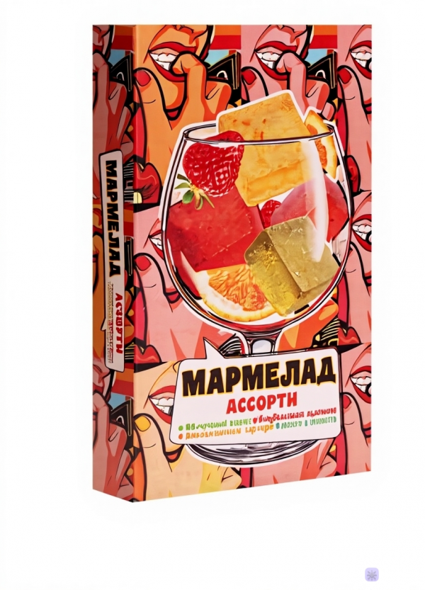 №2 Мармелад АлкоАссорти(яблочный виски, клубничный просекко, апельсиновый вермут, лайм текила) 110г в Жигулёвске