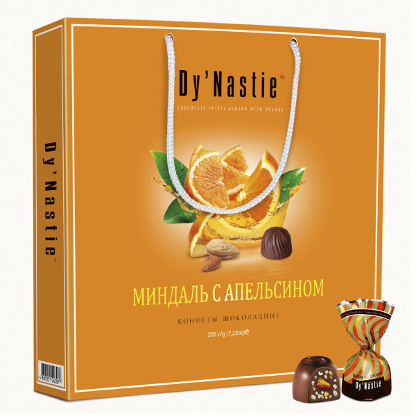 №3 Династия Сумка Конфеты "Миндаль с апельсином", 205г в Жигулёвске