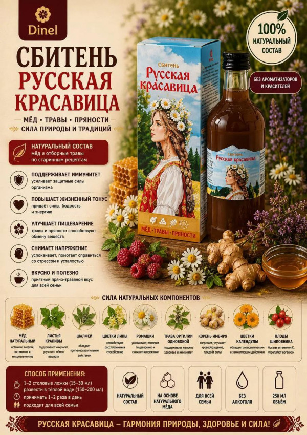 №3 Сбитень Русская красавица, 250мл в Жигулёвске