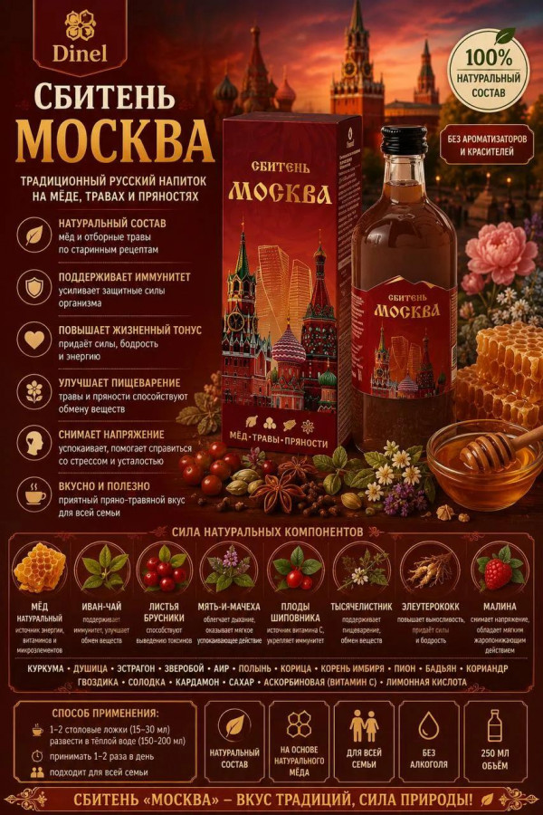 №3 Сбитень Москва, 250мл  в Жигулёвске